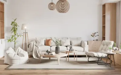 Residential cleaning team refreshing a modern living room for homeowners.
